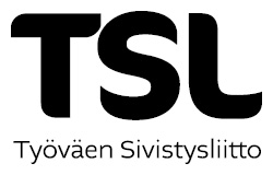 Työväen Sivistysliiton logo mustavalkoisena, suomi