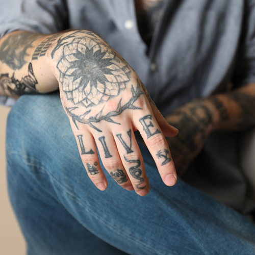 tatuoitu käsi